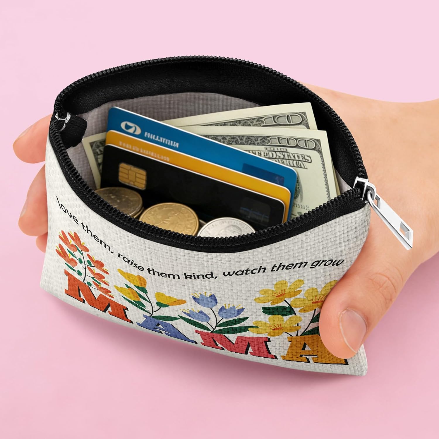 Mom Birthday Gifts Coin Purse Mothers Day Valentines Day Gift Mother Christmas Birthday Gifts form Daughter Son Coin Pouch Mama Thinking of You Appreciation Gift Zipper Change Pouch