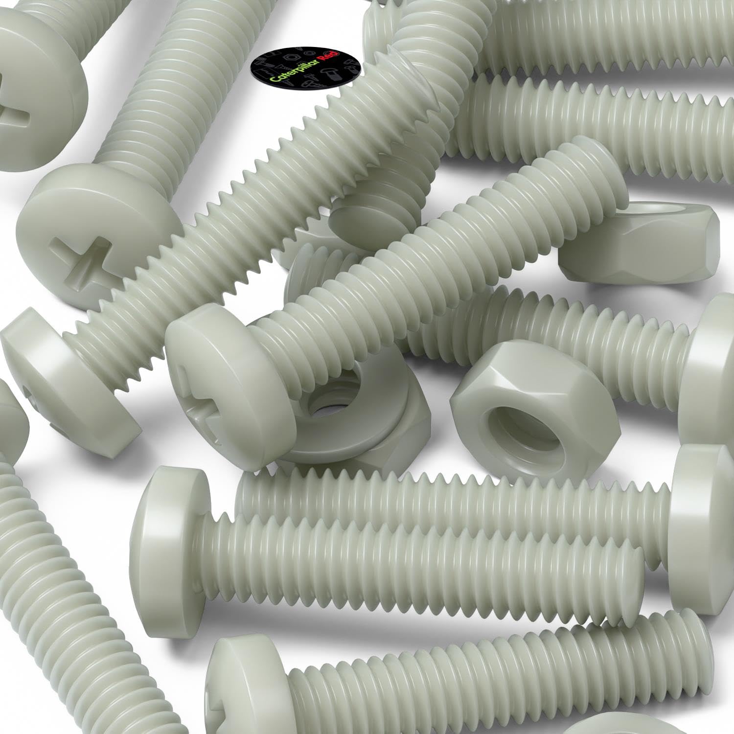 50x Viti a testa cilindrica naturali in nylon PA66+GF M4 x 20 mm + dadi
