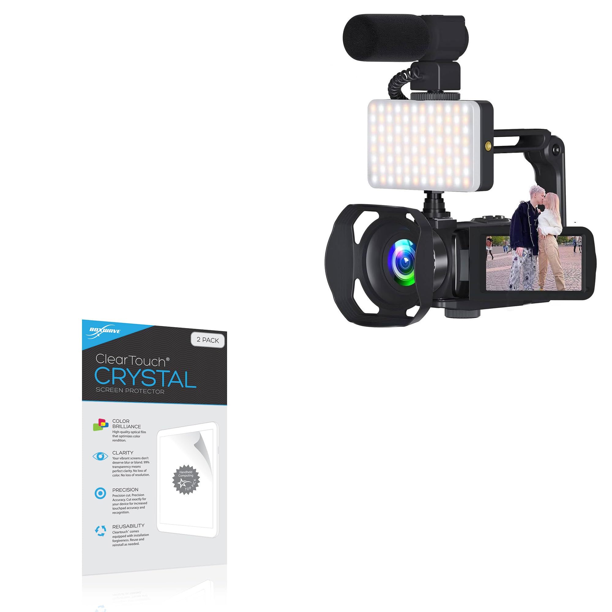 BoxWave Screen Protector Compatible With VETEK Video Camera 8k Camcorder (A06) - ClearTouch Crystal (2-Pack), HD Film Skin - Shields From Scratches