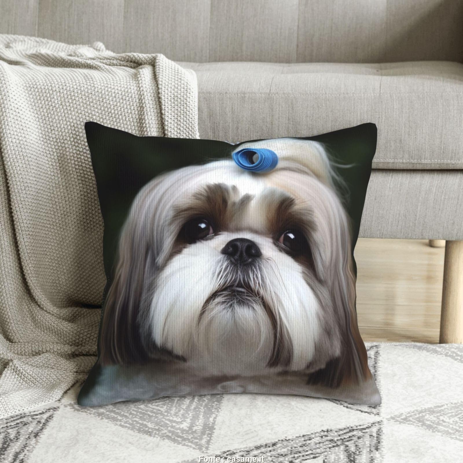 Housses de coussin Shih Tzu en velours côtelé premium | Confort moderne 50,8 cm