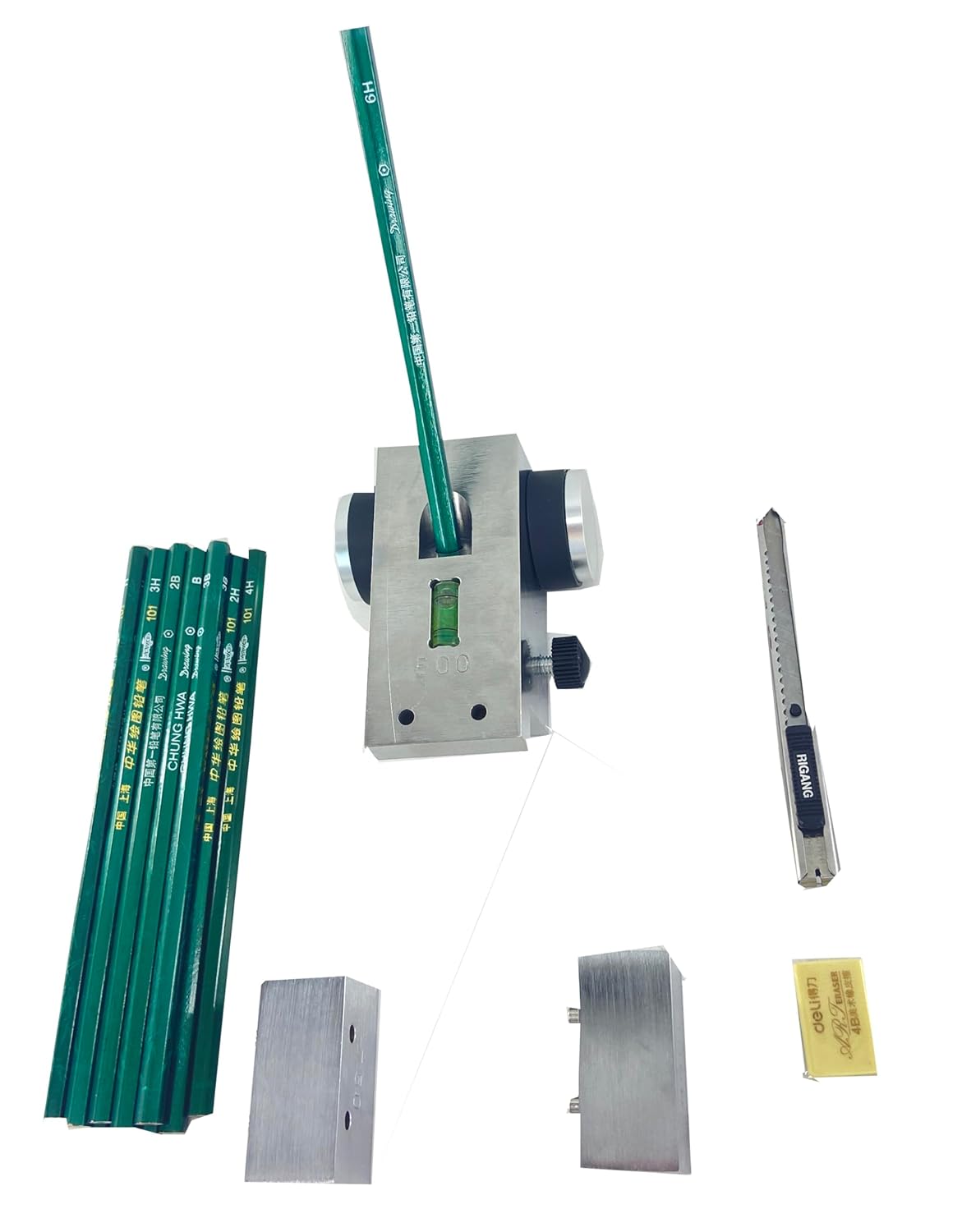 Portable Pencil Hardness Tester Gauge Pencil Hardness Testing Tools Coating Film Scratch Tester Kit with 13 Pcs Pencils 1000g 750g 500g Load Weight for Abrasion,Scratch Resistance Test