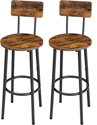 Sgabelli Da Bar In Legno E Metallo Con Schienale – Set Da 2, Regolabili, Con Poggiapiedi, Stile Industriale - 4