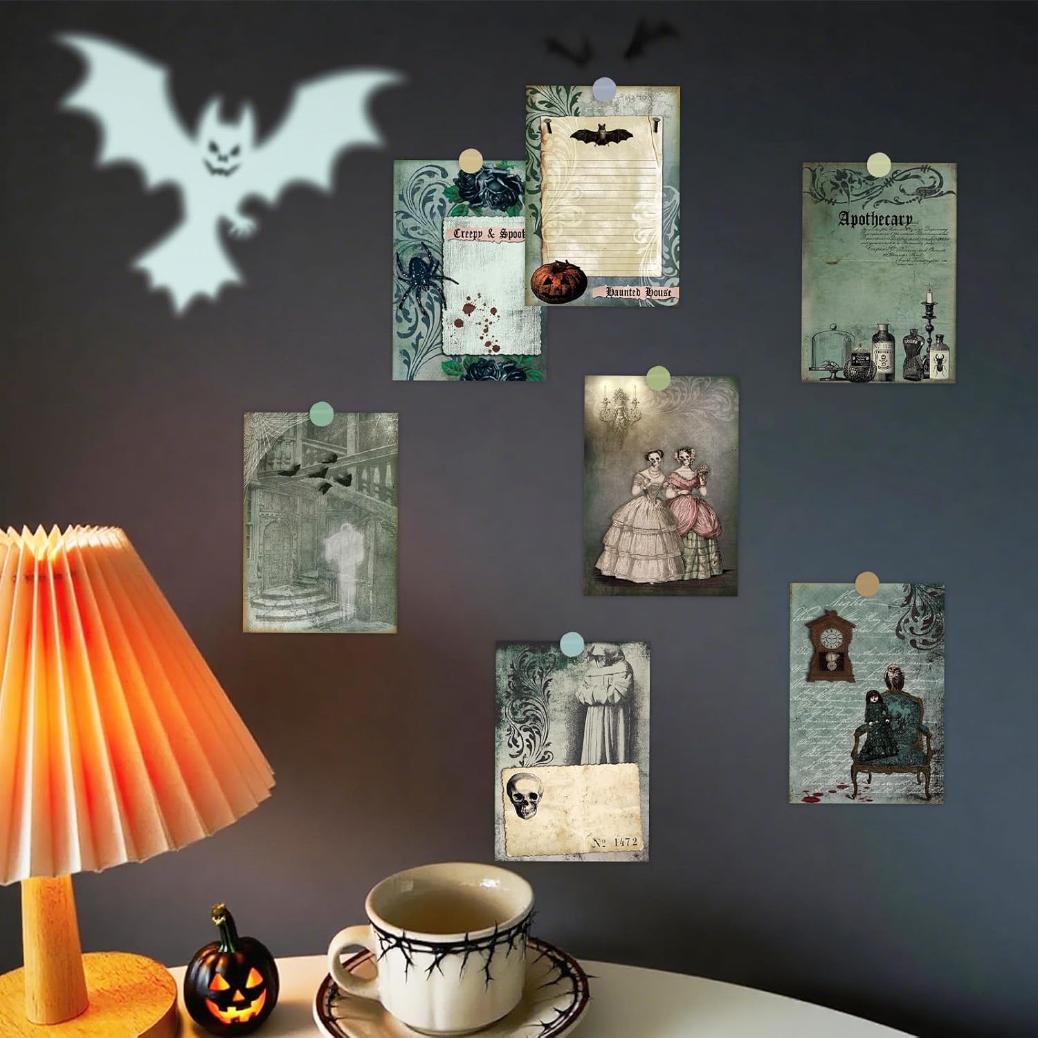 PRSTINCOL Gothic Horror Scrapbook Paper Pack,24 Sheets 8x5.5 Inch Eerie Halloween Designs for Adult Crafters ,Single-Sided Decoupage Paper for Macabre DIY Journals, Cards ,Dark Art