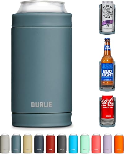 DUALIE 3 in 1 Insulated Can Cooler - Universal Size for 12 oz Cans, Slim Cans, and Bottles - 10+ Colors Available