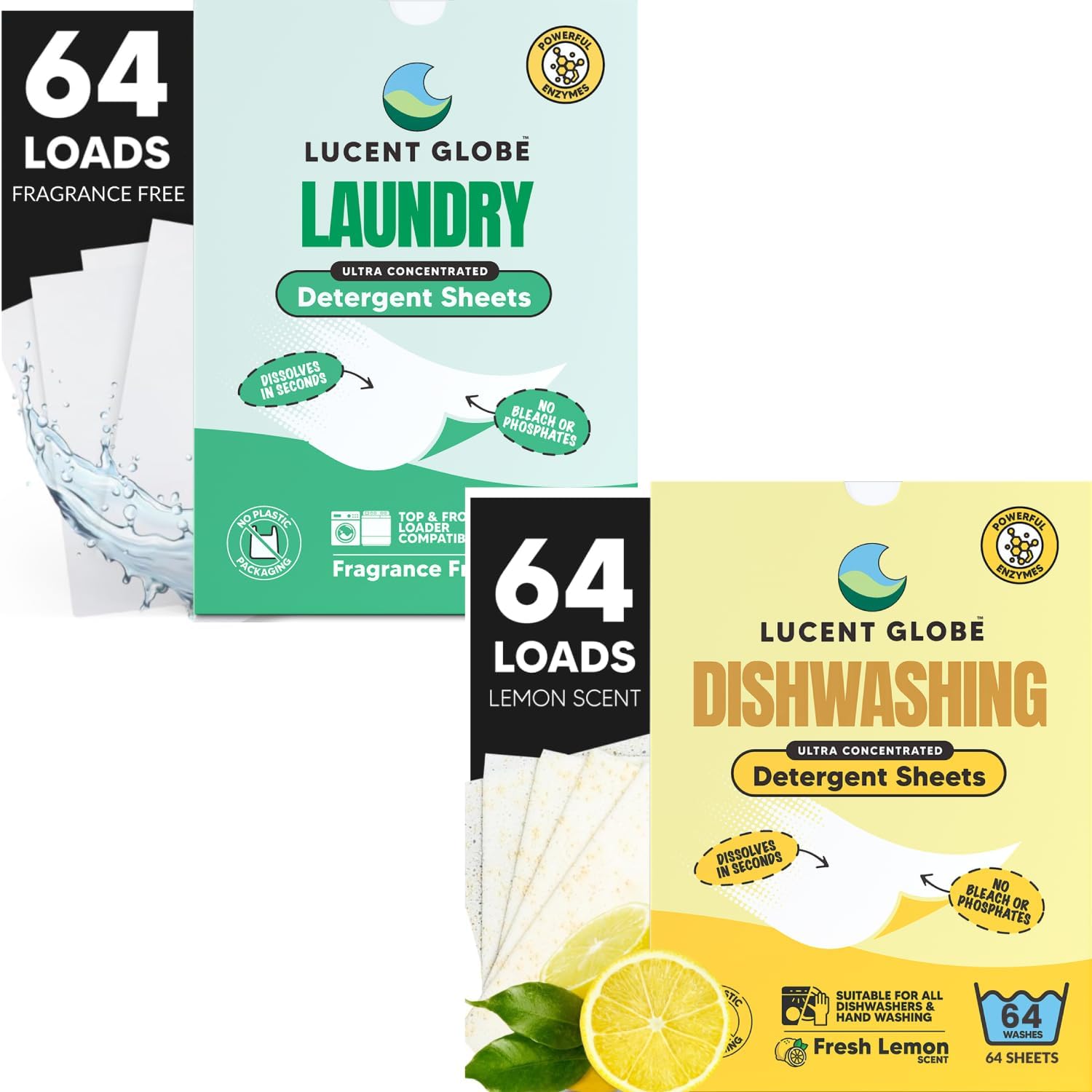 Lucent Globe Dishwashing and Laundry Detergent Sheets Bundle