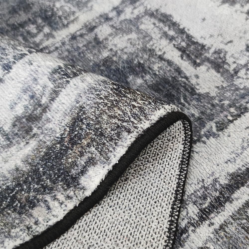 Hudson Comfort 6x8 Area Rug - Faux Cashmere with TPR Anti Slip Washable Backing - Pile Height 6mm for Super Softness - Long Lasting Pet Friendly and Machine Washable - Variety of Colors (Black)