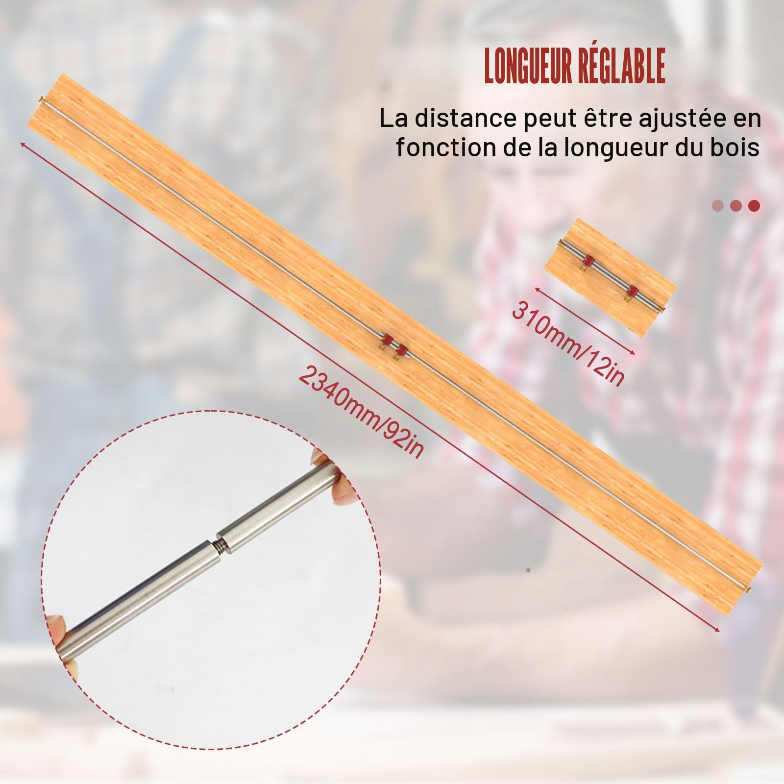 Règle circulaire de traçage du bois, 3 en 1 barre modulaire de jauge de barre, outil de dessin, outil de positionnement pour les mesures intérieures et extérieures