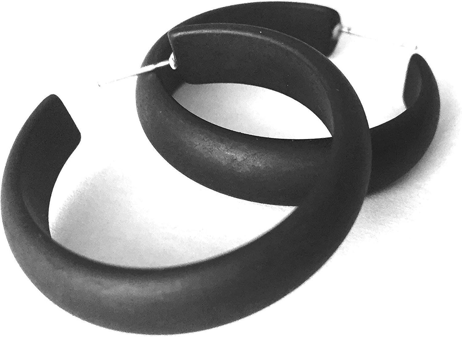 Black Hoop Earrings | Vintage Lucite Matte Black Hoops