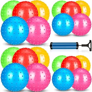 Knobby Balls 7 Inch 4.72 Inch Inflatable Sensory Spiky Knobby Balls for Kids Soft Bouncy Knobby Balls Tactile Fun Sensory Balls with Air Pump Massage Stress Balls Toys for Gym Party (21 Pieces)