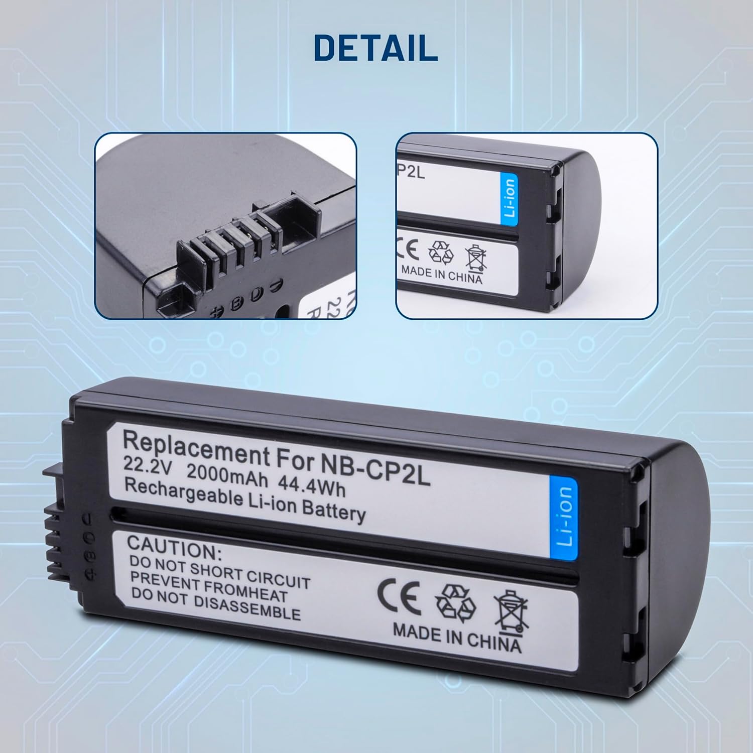 NB-CP2L Battery with Charger for Canon Photo Printers SELPHY CP1300,CP1200,CP100,CP200,CP220,CP300,CP330,CP400,CP510,CP600,CP710,CP730,CP770,CP780,CP790,CP800 NB CP2L NB-CP1L 2000mAh - Image 4