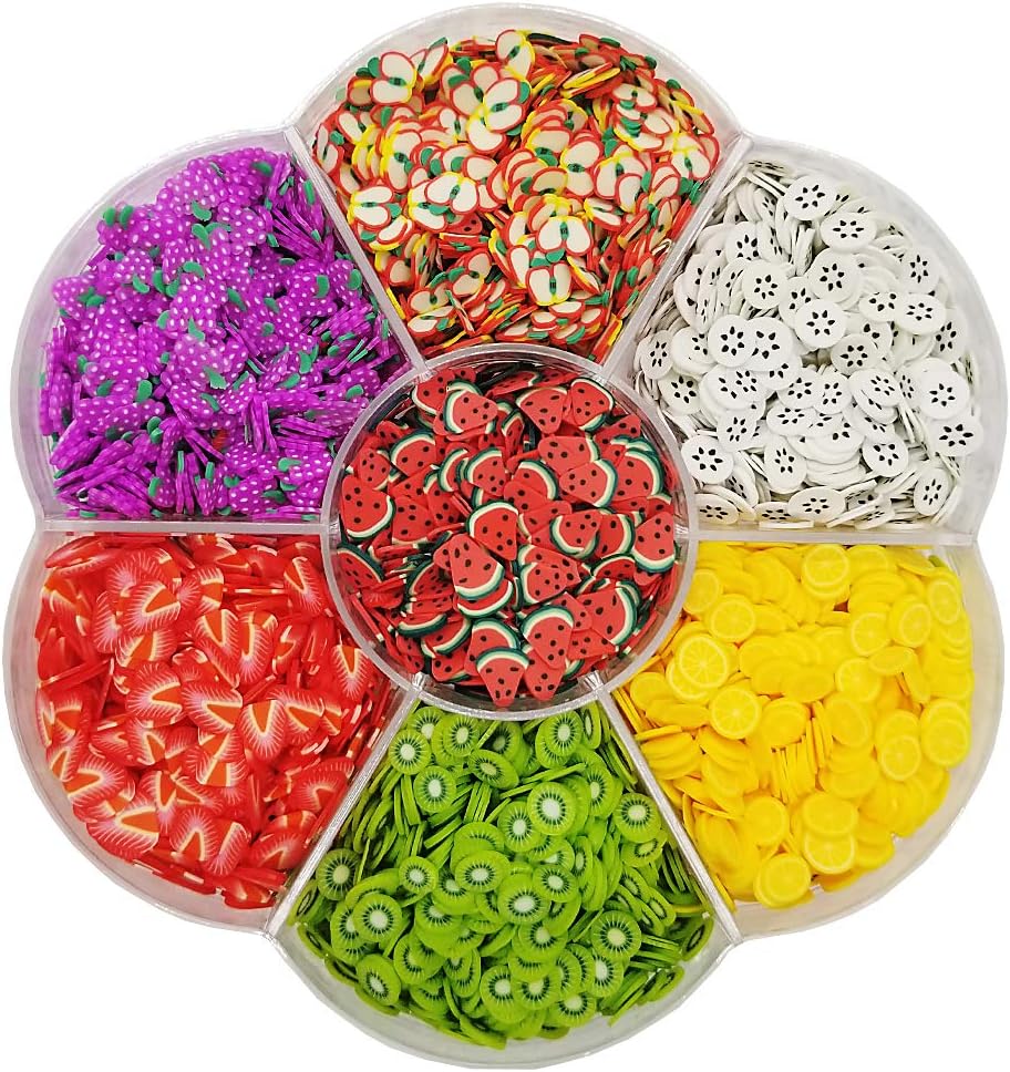 Assorted Fruit Slices 90g Fimo Wheel - Slime Supplies/Slime Acessories/Slime Add ins/Polymer Clay/Nail Art Kit Maker Ingredients Set Bulk Homemade Variety for Kids
