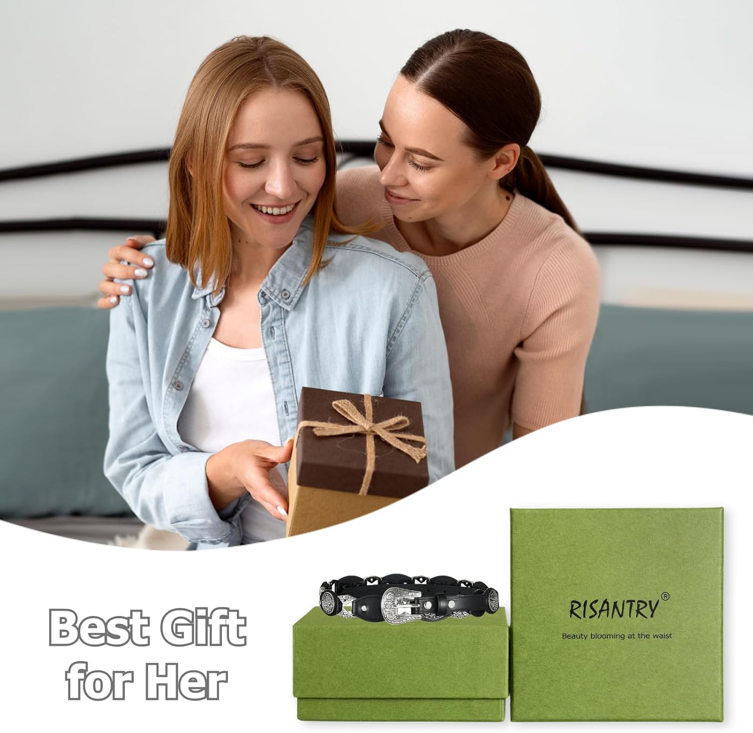 Black Concho Belt for Women Trendy Western Belt with Silver Buckle Retro Waist Belt for Casual Dressy Wear - Image 5