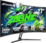 SANSUI 27 Inch Curved Gaming Monitor 200Hz 1ms with Speakers FHD 1080P Computer Monitor FreeSync|1500R|130% sRGB|HDR|Low Blue Light|HDMI DP Ports|VESA Mount|Metal Stand(ES-G27C1 HDMI Cable Incl.)