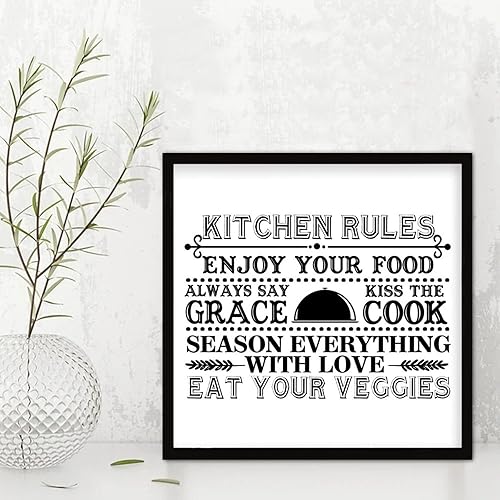 Miniatura 6 de Life Positive Quote Country Style Wood Sign with Kitchen Theme Kitchen Rules Enjoy Your Food Always Say Grace Black Frame Wooden Plaque for Nursery