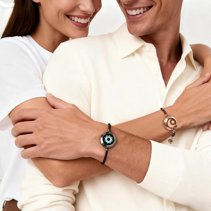TOTWOO Long Distance Touch Bracelets for Couples, Smart Light & Vibration Love Jewelry, Women's Fashion Smart Jewelry Gifts for Him Her Women Men, One-to-One Bluetooth Pairing via App via App
