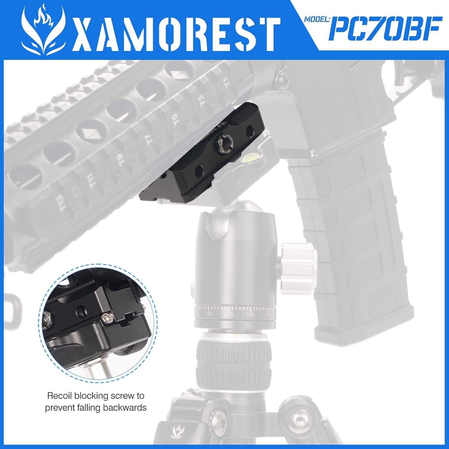 PC70-BF Picatinny Arca Swiss Plate, 2.75 inch Picatinny Arca Rail Mount for Rifle Tripod Ballhead Quick Release Plate, Compatiable RRS Dovetail, Suitable for QD Sling & ARMS 17S Style