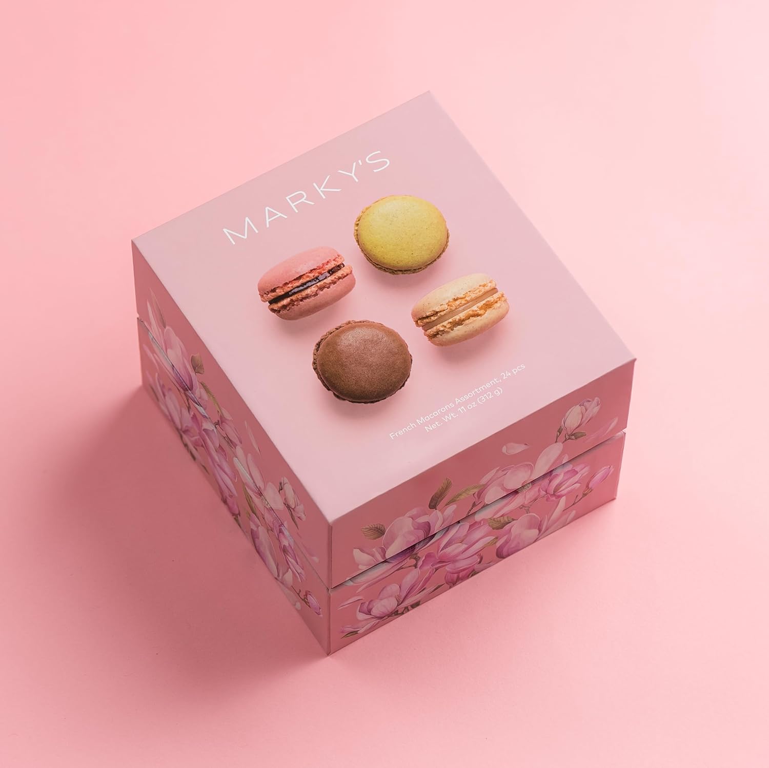 MARKY’S French Almond Macarons Gift Box – 24 Assorted Gourmet Macarons – Variety of Imported Flavors – Authentic French Cookies – Gift Basket for Holidays