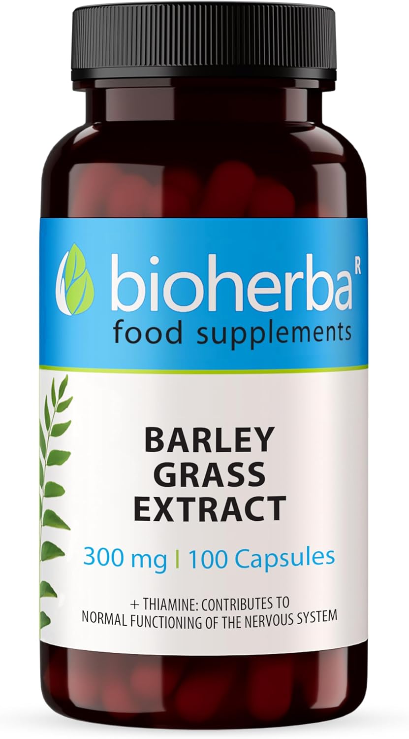 Barley Grass Extract 300 mg – 100 Capsules | Green Superfood for Balanced Nutrition and Daily Diet Support | by BIOHERBA