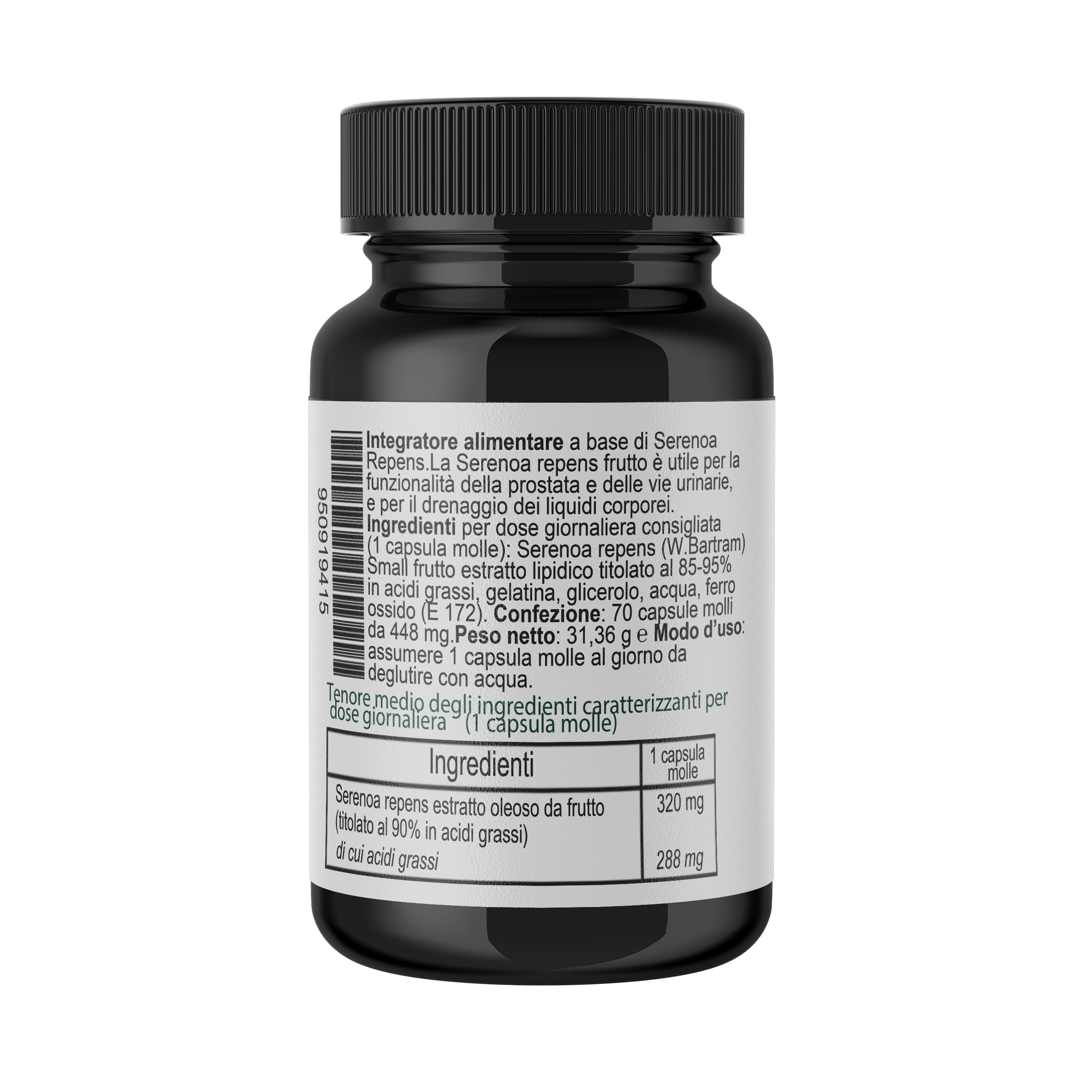 Serenoa Repens 70 Softgels per il benessere della Prostata e delle vie Urinarie, Prostasoftgels con 320 mg di olio di Saw Palmetto titolato al 90% in acidi grassi | Una al Giorno