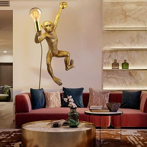 Miniatura 2 de Jorunhe Apliques de pared enchufables, lámpara de pared de mono de resina, interruptor de encendido y apagado de 21.65 x 11.81 pulgadas, lámpara de