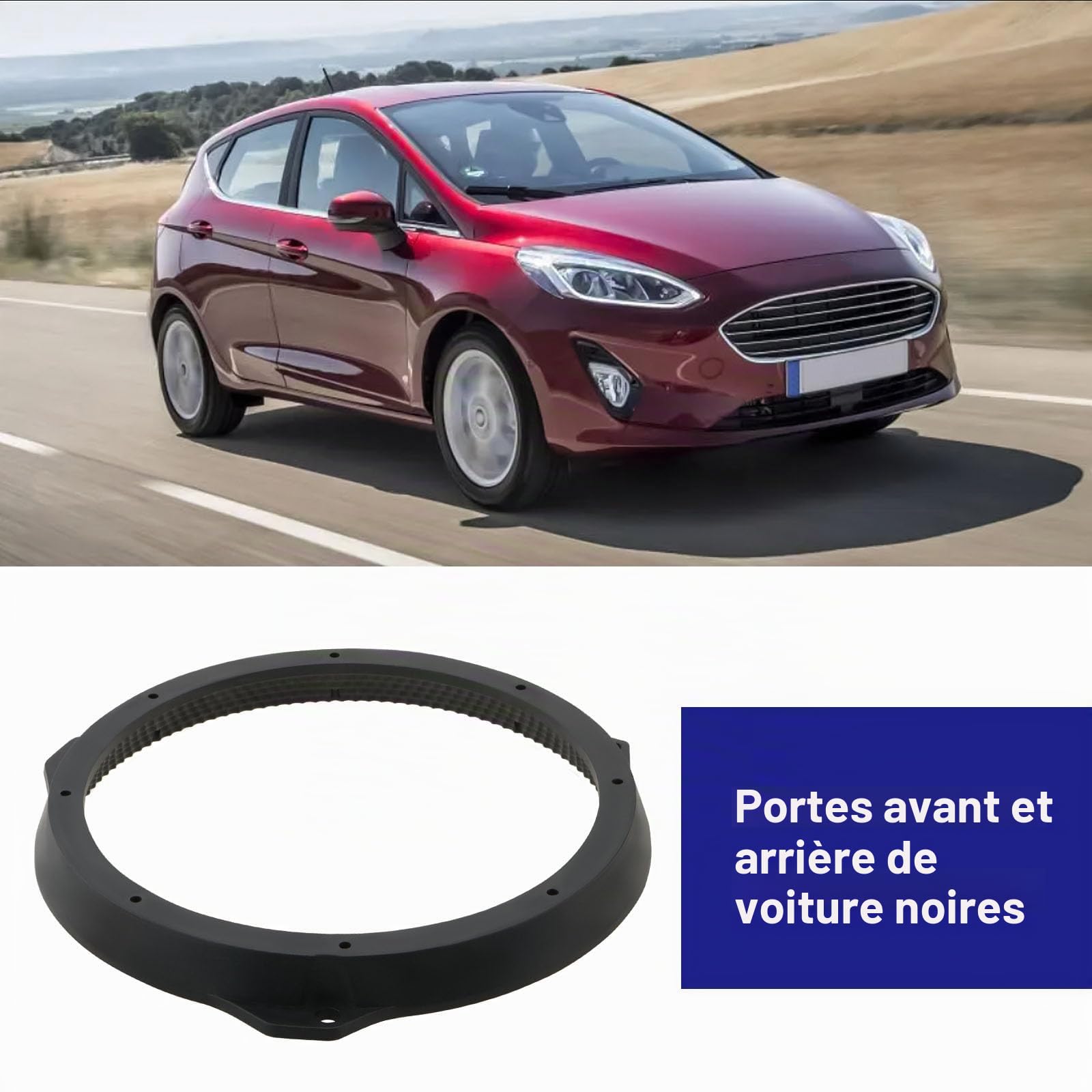 Adaptateur de Haut-Parleur 165mm Anneau de Support Adaptateur de Haut-Parleur de Porte Avant et Arrière en Plastique Compatible avec Fiesta à Partir de 2008 avec 2 Adaptateurs de Câble