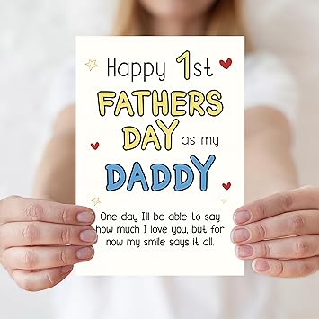 IDU First Fathers Day Card, First Fathers Day Card Gifts for New Dad, Happy 1st Father's Day Cards Gift for New Dad Daddy Husband, Funny 1st Father's Day Cards Decorations from Baby Daughter Son