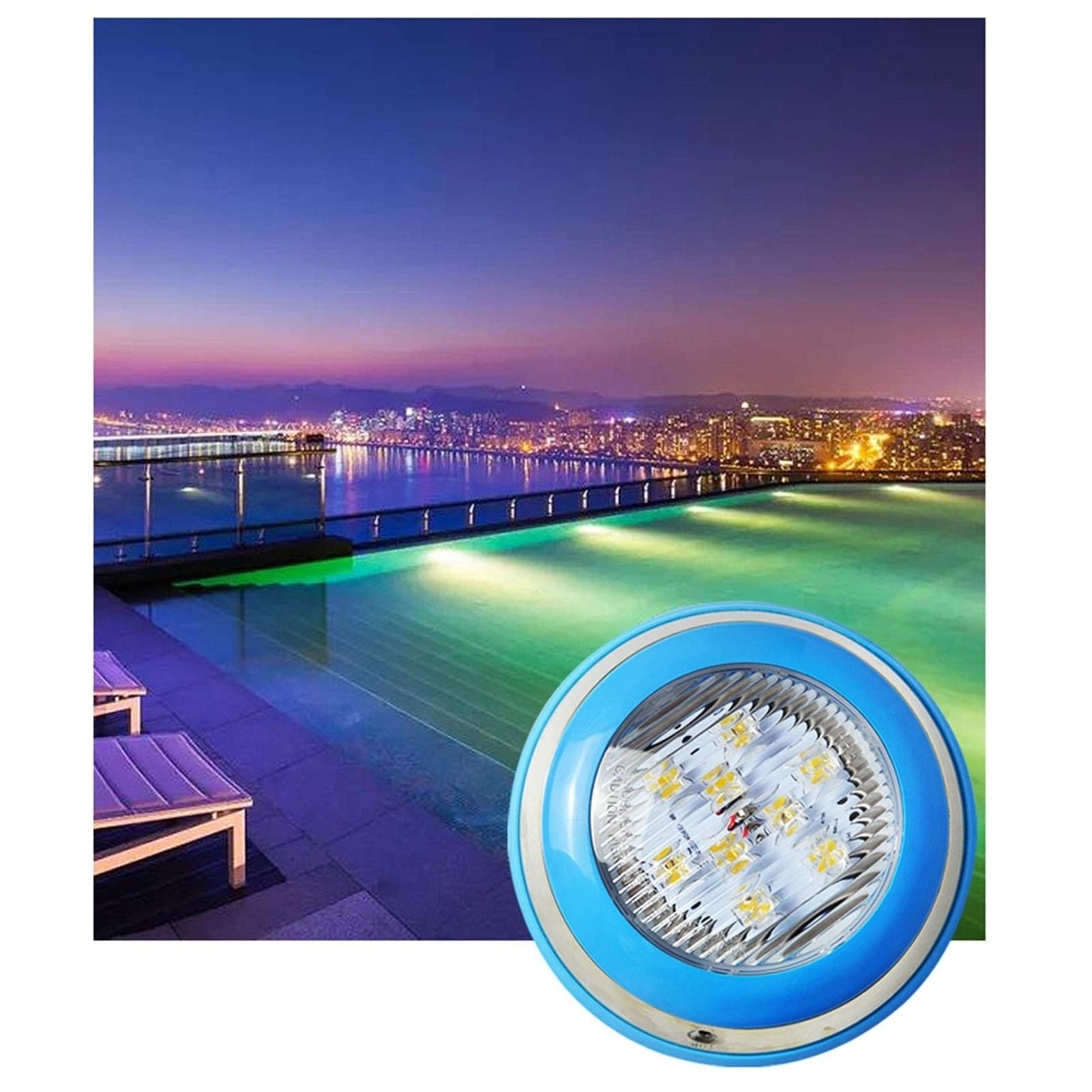Podwodne oświetlenie RGB – 24 V, podwodne reflektory LED, IP68, wodoszczelne oświetlenie basenowe LED PAR56-RGB, do hoteli, tarasów, willi (RGB, 6 W)