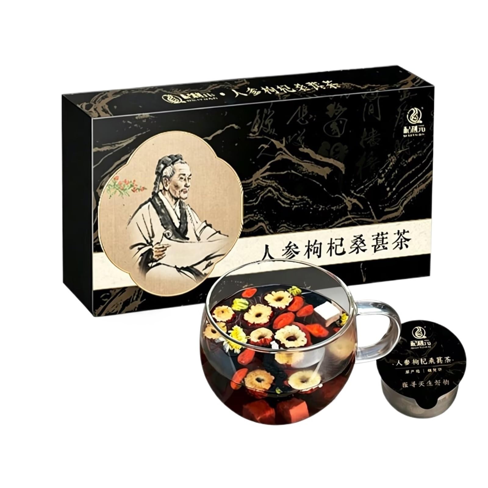 Herbata z żeń-szeniem, jagodami goji i morwą 150 g (10 puszek) Przenośna herbata ziołowa w puszkach(2pcs)