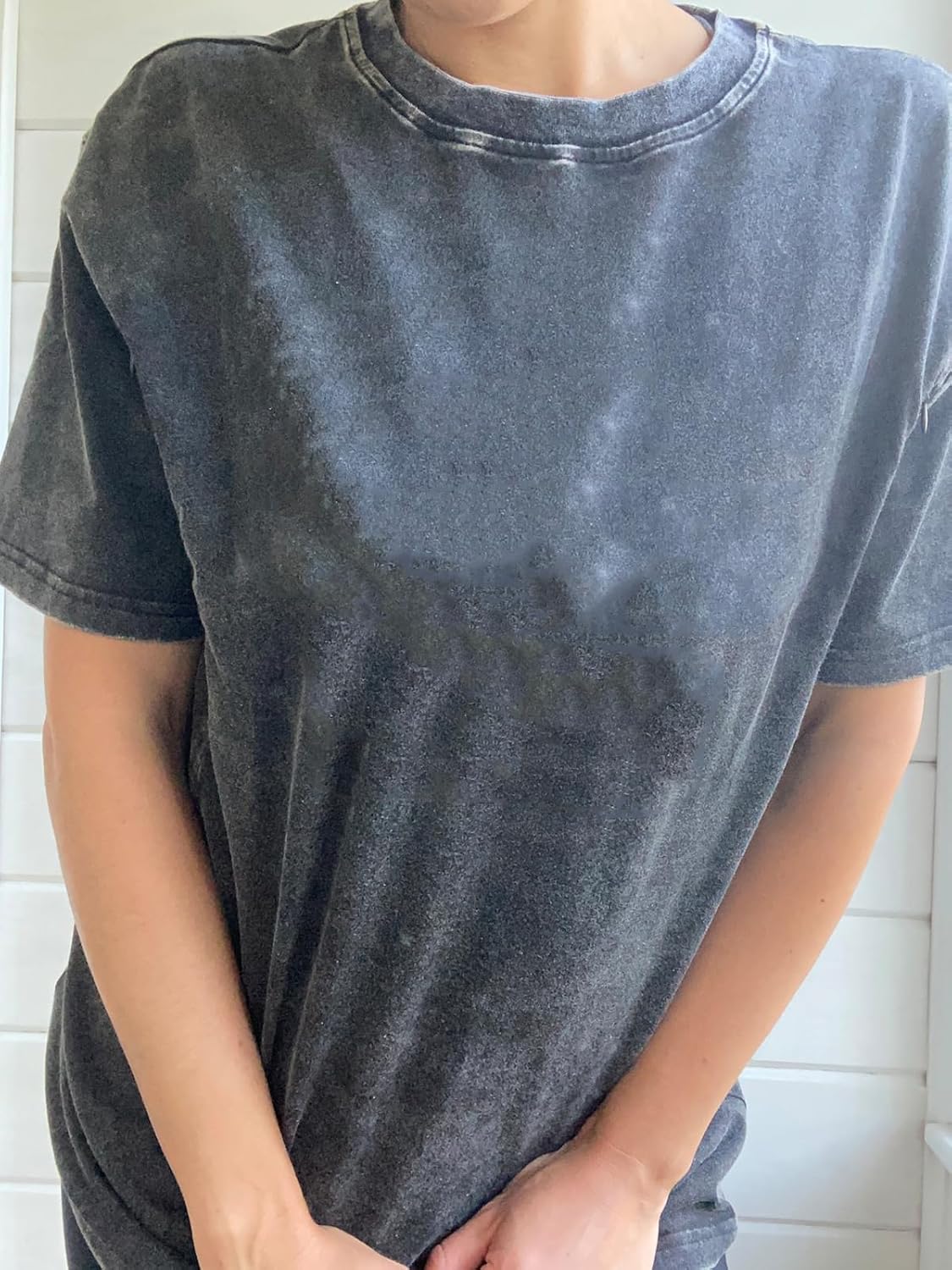 Comfort Breastfeeding Shirts for Women Zip Nursing Tops Causal Distressed Acid Washed Maternity Tees - Image 3