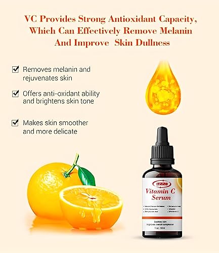 Miniatura 7 de ITZZO Nuevo suero facial con vitamina C con ácido hialurónico, suero antienvejecimiento, reduce las manchas oscuras, el acné y las arrugas, retinol,