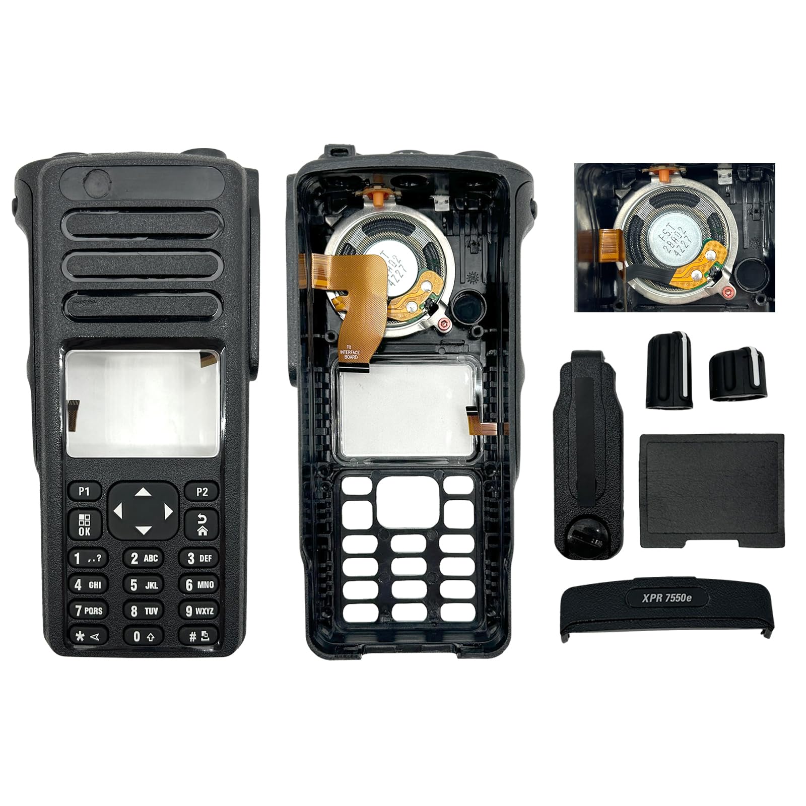 Durable Replacement Case Cover Housing with Built-in Speaker Repair Kit for XPR7550E, XIR P8668i, P8660i Two-Way Radios | DIY Fix Solution
