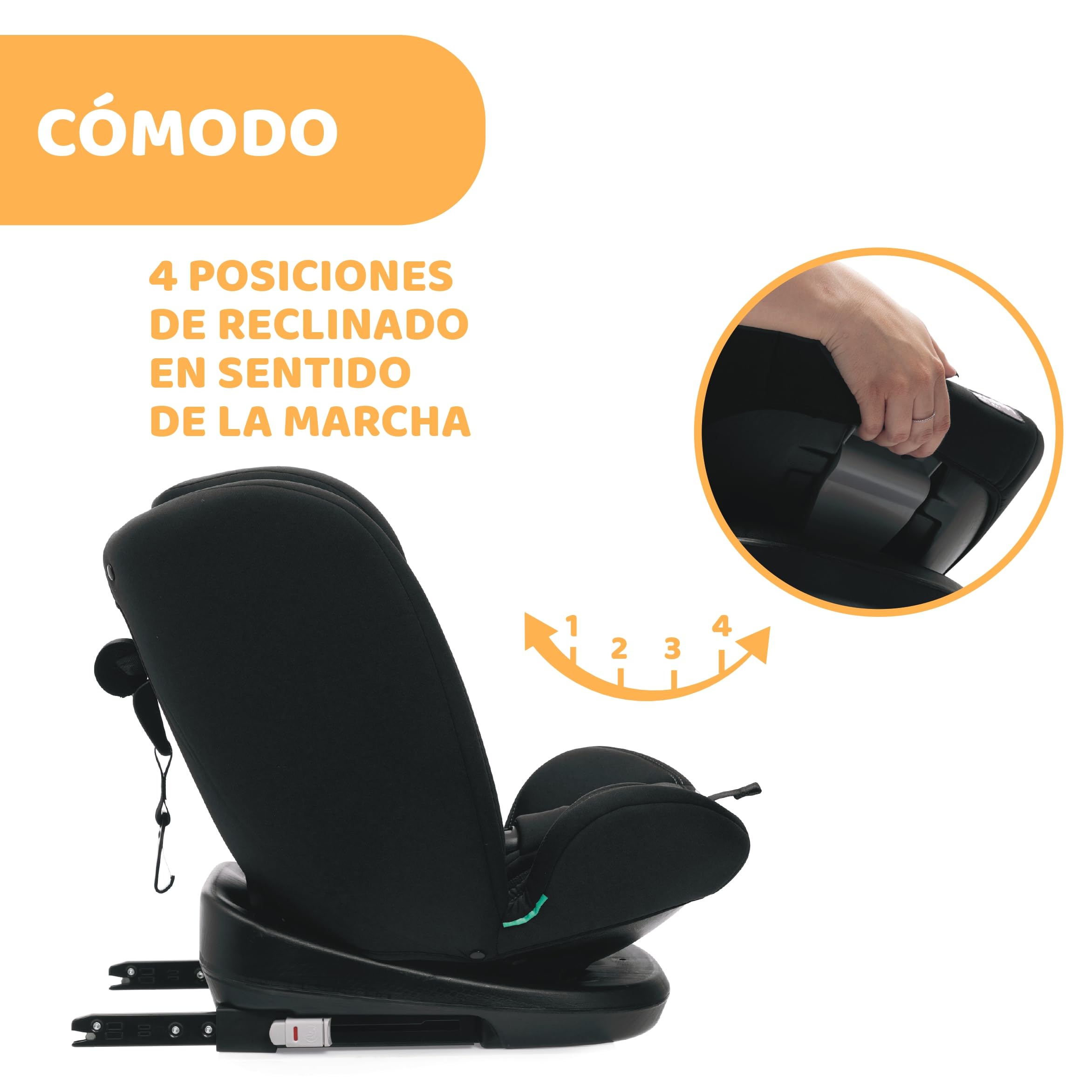 Chicco Silla de Coche Mokita I-Size, con Sistema Isofix, para niños de Entre 76 y 150 cm de Altura, utilizable a Partir de los 15 Meses. Reductor Incluido. Color Negro (Jet Black)