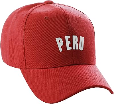 Daxton International World Countries Baseball Hat Cap Arch Letters, Peru Red White