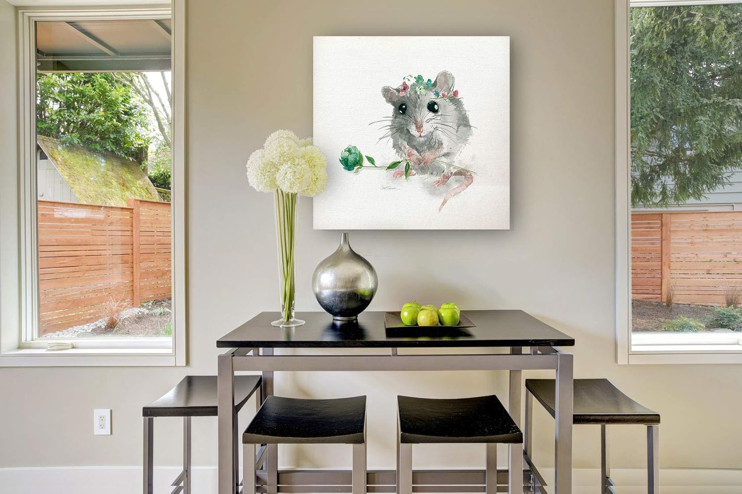 Renditions Gallery Garden Critter Mouse Animal Decor for Nursery, Kid Room, Playroom, Wall Art, 16X16