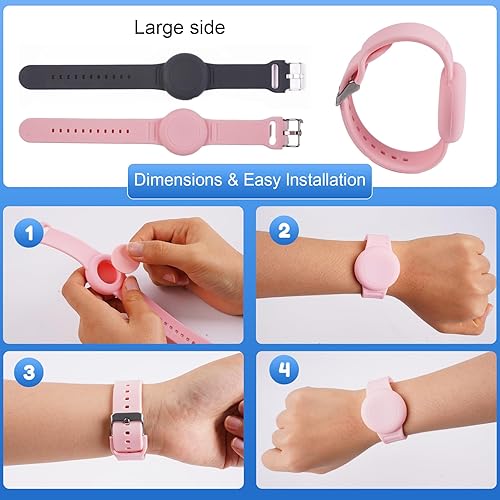 Miniatura 6 de Pulsera de AirTag impermeable para niños (paquete de 2), soporte de silicona suave y ligero para niños ocultos, pulsera Airtag para niños, funda