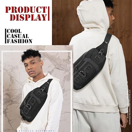 Miniatura 5 de OZUKO Riñonera para hombre, riñonera pequeña, bolsa cruzada para hombre, bolsa para cinturón para viajes, caminar, correr, senderismo, ciclismo,