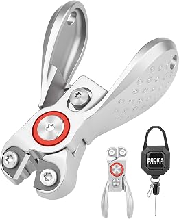 Booms Fishing Line Cutter with Retractor: Mini Fishing Scissors for Braided Line - Stainless Steel Fishing Clippers & Nippers with Safety Release Lock - Fly Tying Scissors for Men, LC1