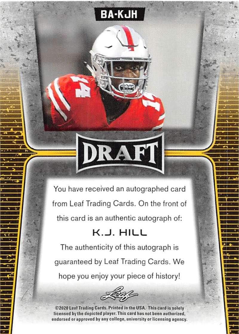 2020 Leaf Draft Autographs Gold Football #BA-KJH K.J. Hill Ohio State Buckeyes Auto AutographOfficial Pre-Rookie Signature From The Leaf Company