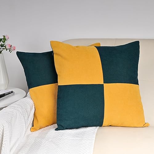 Snycler Juego de 2 fundas de almohada de pana con empalme, súper suaves, bohemias, a rayas, decorativas, con textura, para sofá, sala de estar, 18 x