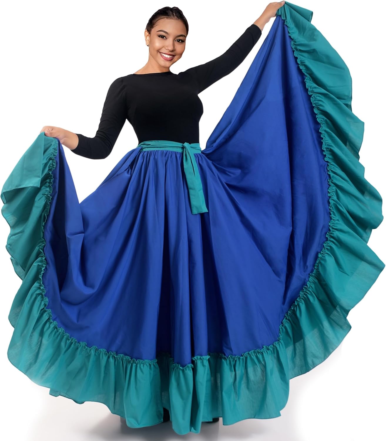Adjustable Professional Dance Skirt | Folkloric Mexican Dance or Flamenco Dancing | Double Circle |