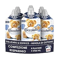 Coccolino Ammorbidente Concentrato Delicato e Soffice, Ammorbidente Lavatrice Ipoallergenico e Dermatologicamente Testato, Formato XXL Fino a 456 Lavaggi, 6 Pezzi da 1750 ml