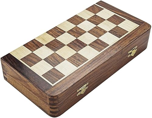 BKRAFT4U - Tablero de ajedrez de viaje de palisandro de 12 x 12 pulgadas, tablero de ajedrez magnético plegable de madera hecho a mano de primera