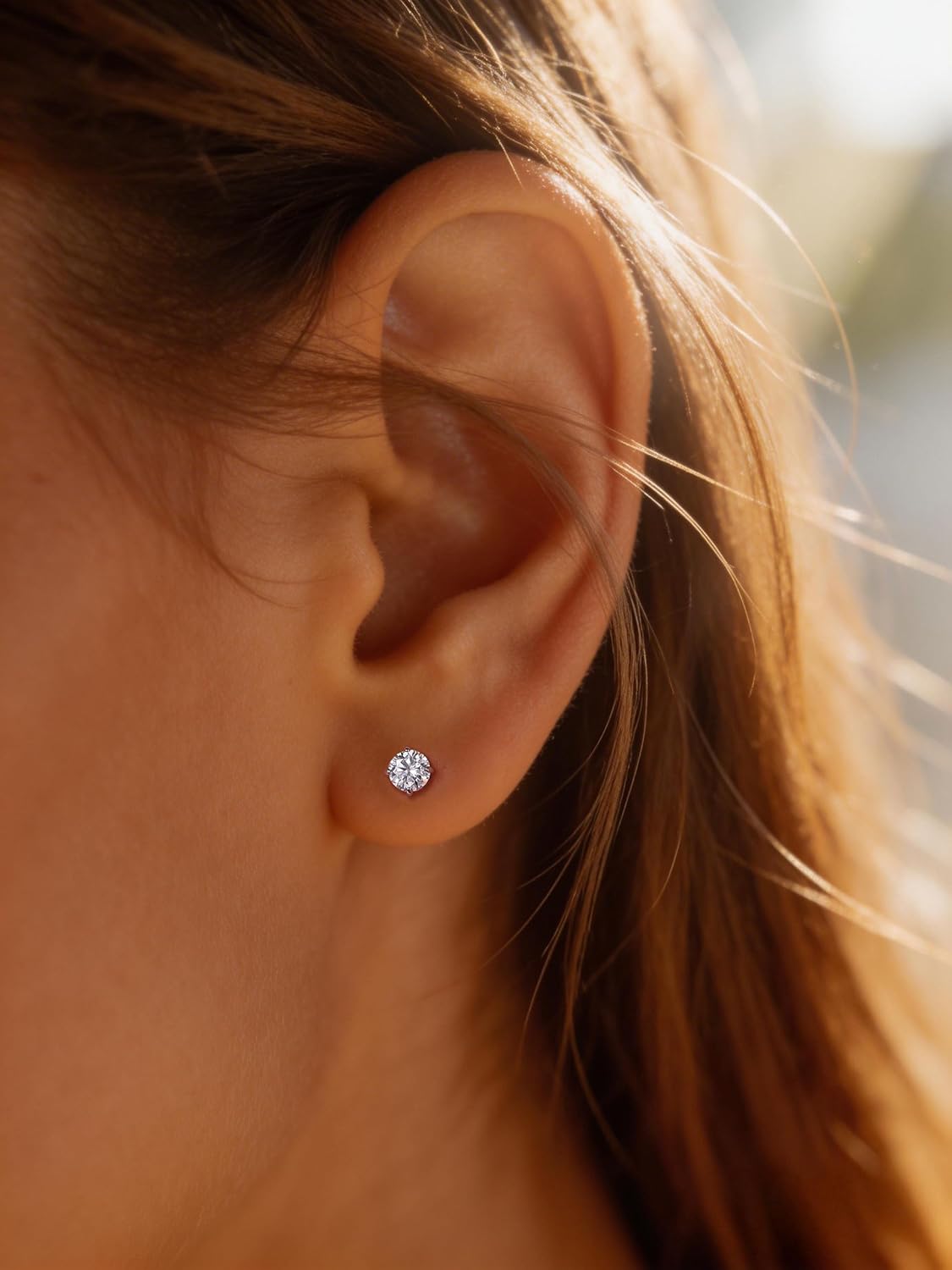 Implant-Grade Titanium Flat Back Moissanite Studs Earrings, Hypoallergenic 6mm Post for Sensitive Ears, Comfortable Everyday Earrings for New Piercings, Unisex (3–5mm)