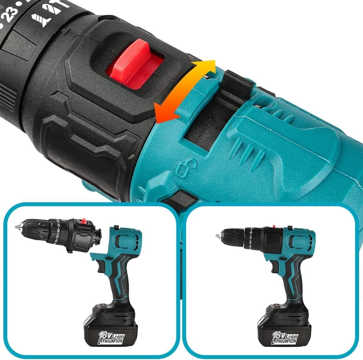 Strumento Multifunzione 6 in 1, Utensile Multifunzione Rotante con Accessori, Trapano Seghetto Sega Levigtrice Avvitatore, 750W, 1450-10000 RPM, 2 Batterie Fai da Te + Guanti Omaggio
