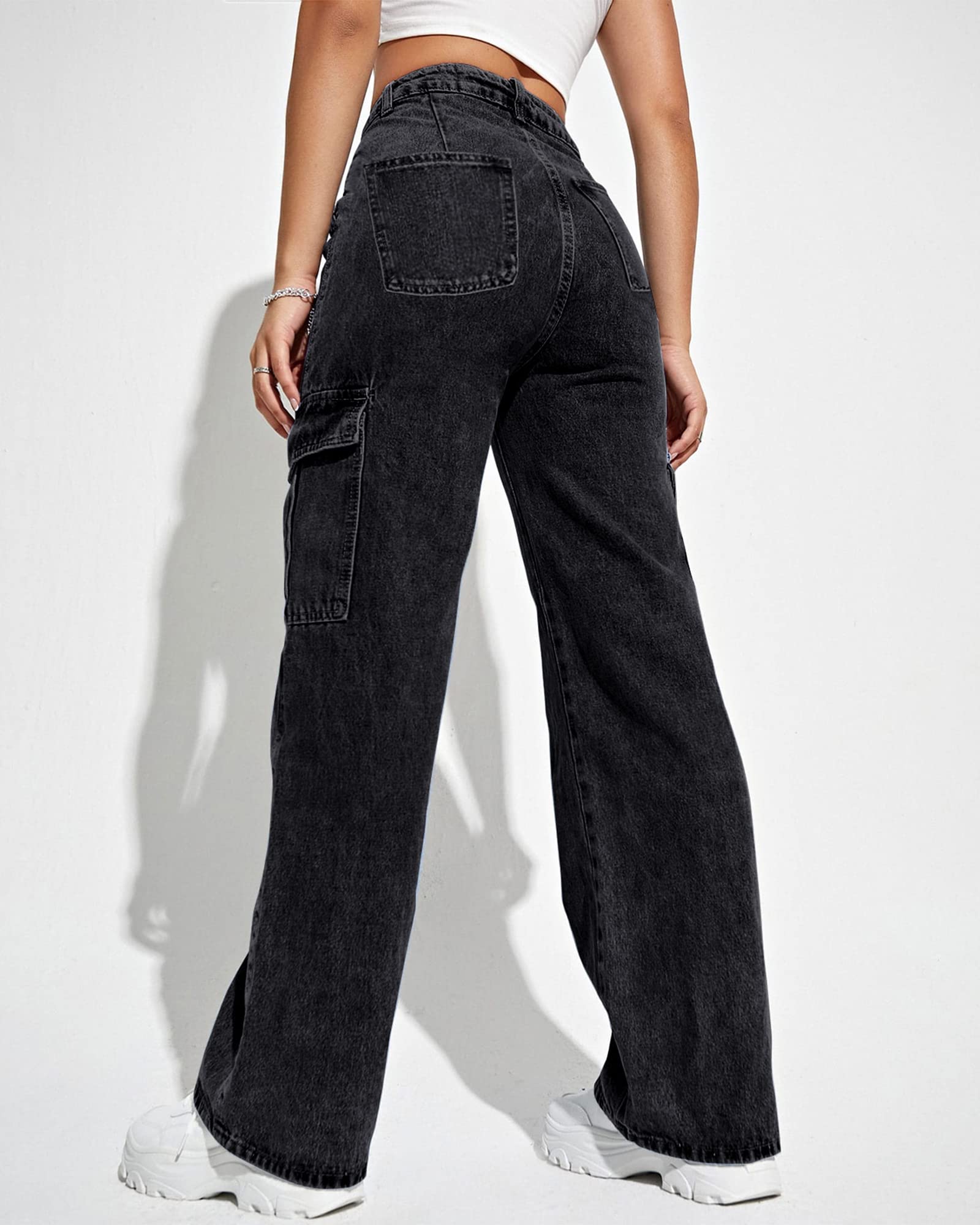 Pantaloni da Donna Cargo High Waisted Baggy Cargo Jeans Straight Leg Y2K Streetwear Trousers 6 Pockets for Women Teen Girl.