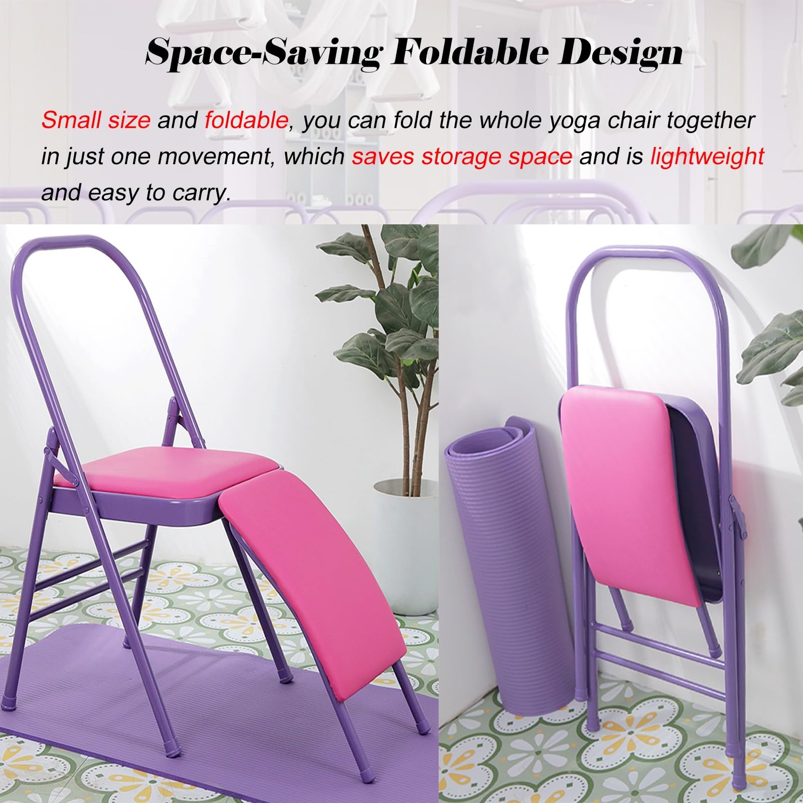 Sedia Yoga Sedia Yoga Assistita con Supporto Lombare Rimovibile, Sedia Yoga Pieghevole, Strumento di Allenamento per L'inversione Dell'equilibrio per L'allenamento degli Addominali E del Core