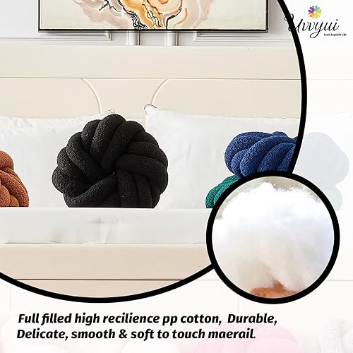 Miniatura 9 de Uvvyui Almohadas de nudo, cojines decorativos de 14 pulgadas, cojín redondo suave hecho a mano, cojín de felpa para decoración del hogar para cama,