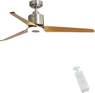 Indoor Ceiling Fan Light Fixtures - FINXIN Brushed Nickel Remote LED 52 Ceiling Fans For Bedroom,Living Room,Dining Room I...
