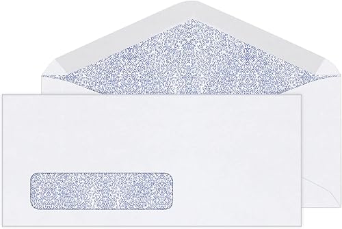 Office Depot Sobres de seguridad para ventana, #10 (4 1/8 pulgadas x 9 1/2 pulgadas), blanco, caja de 500, 12017