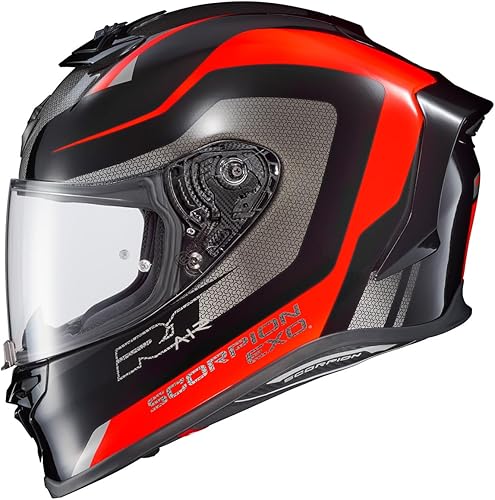ScorpionEXO R1 Air Casco de motociclista de cara completa para adultos con visera lista para pinlock y bolsillos preparados para altavoz Bluetooth,